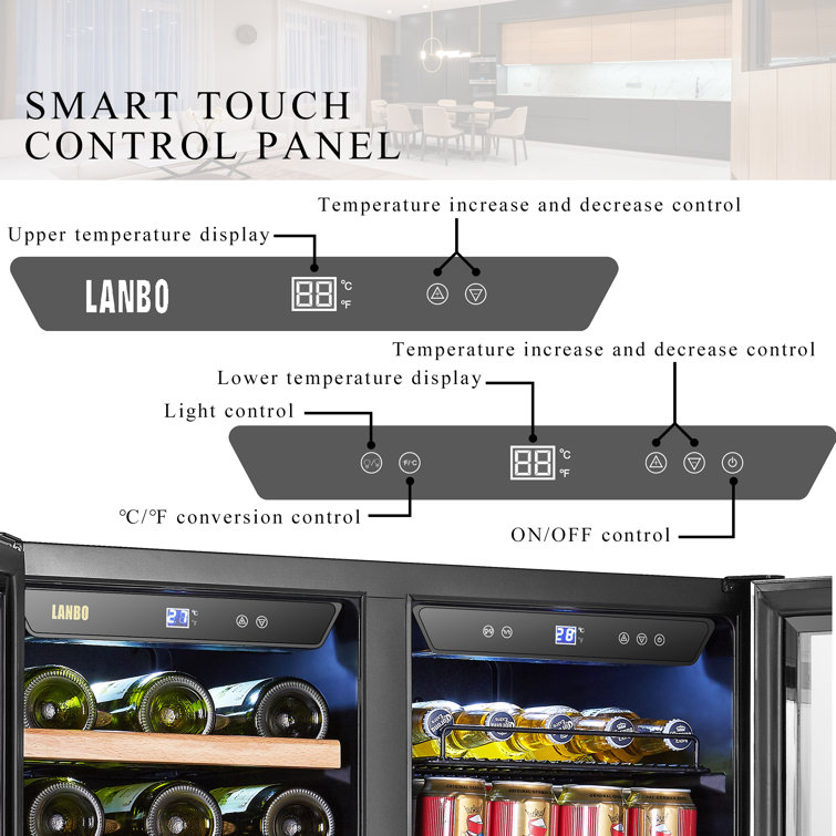 33 Bottle and 70 Can Freestanding Refrigeration Dual Zone Freestanding/Built-In Wine & Beverage Refrigerator (Part number: LW3370B)