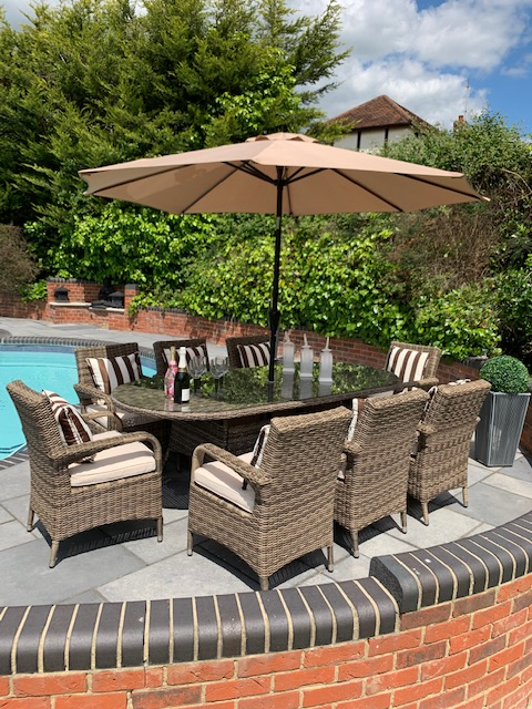 8 Savannah Armchairs Oval Table Set - Low Price for a Limited Time