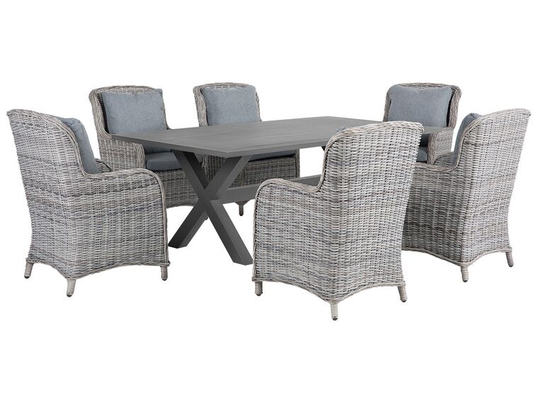 Aluminium garden furniture set grey 6 seats CASCAIS - 1