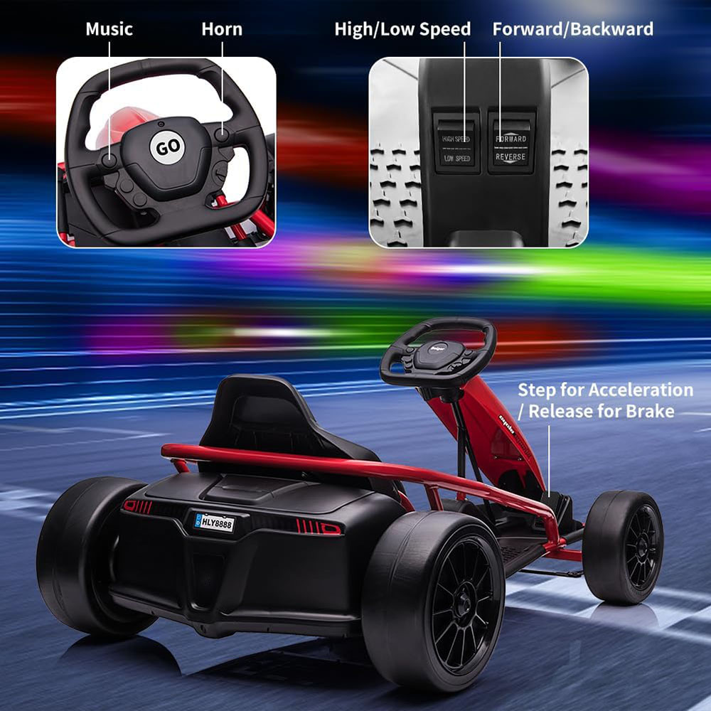 Kids Go Kart, 24V 9Ah Battery, Two 300W Motors, 8MPH Fast Drifting Hovering Car