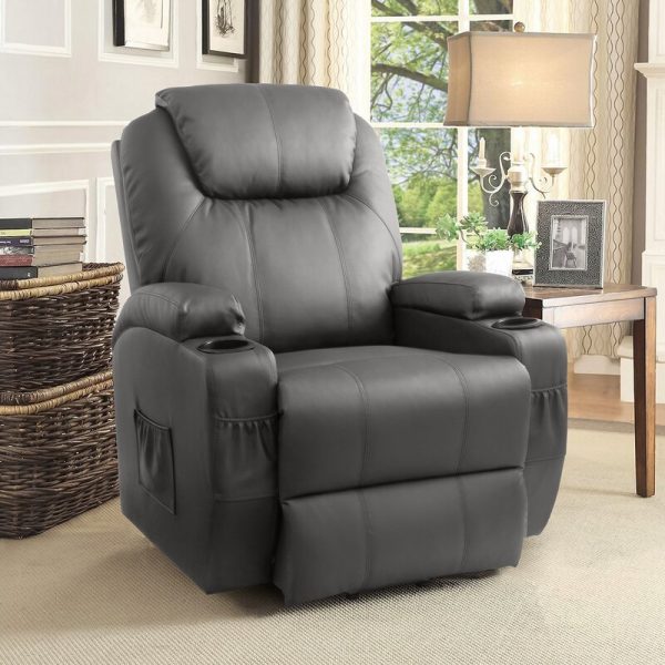 【Furniture】【BS】Faux Leather Power Reclining Heated Massage Chair