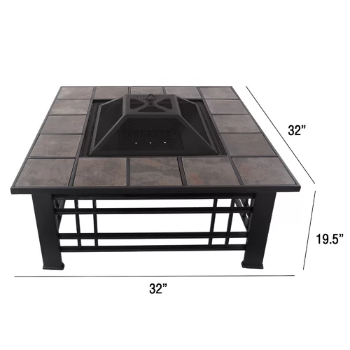 50Cm H x 81Cm W Steel Wood Burning Outdoor Fire Pit Table