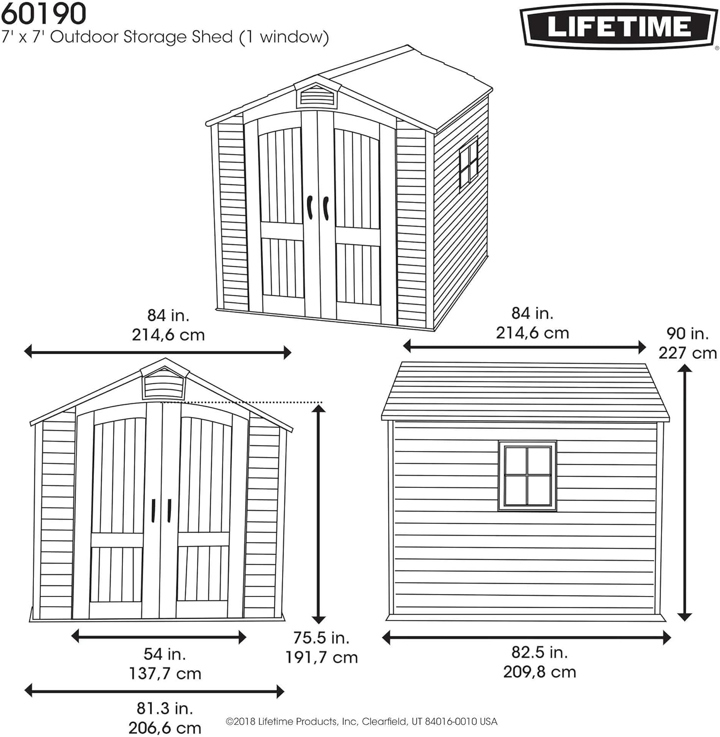 Lifetime 60190 7 x 7ft Heavy Duty Plastic Shed, Beige