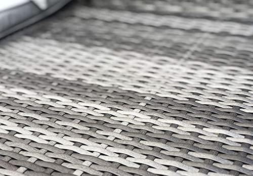 EVRE Rattan Outdoor Garden Furniture Set Miami Sofa Coffee Table, Foot Stool Rattan