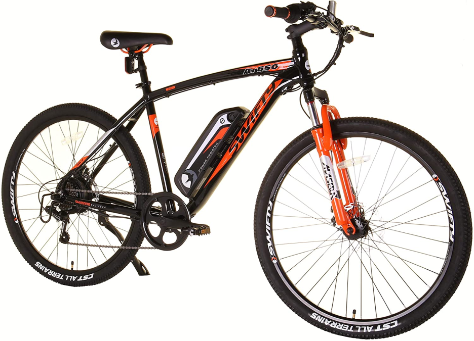 Swifty All Terrain Electric Bike Mountain Ebike - ideal Commuting Bike with 7 Speed Shimano Gears and Disc Brakes - Up to 25 Miles on One Charge - Electric Bikes for Adults