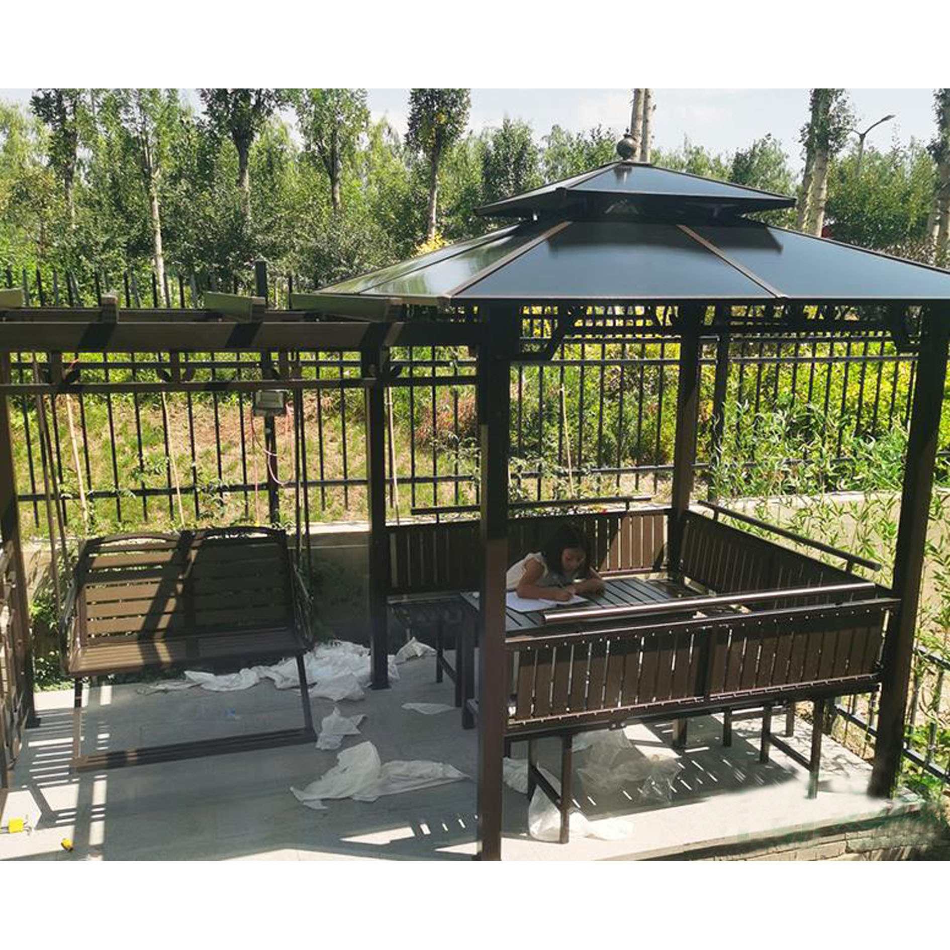 Yuanmao gazebo outdoor courtyard solid wood grape rack sunshade antiseptic wood swing villa garden pavilion canopy