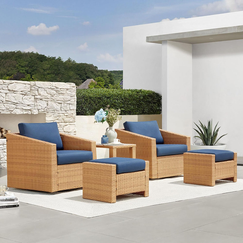 CHITA 5 Pieces Wicker Patio Furniture Set, Outdoor Conversation Set