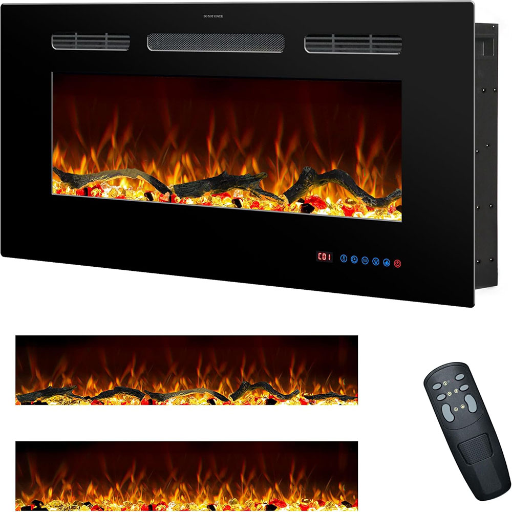 Electric Fireplace Insert Fireplace Heater with Remote Control for Indoor Use