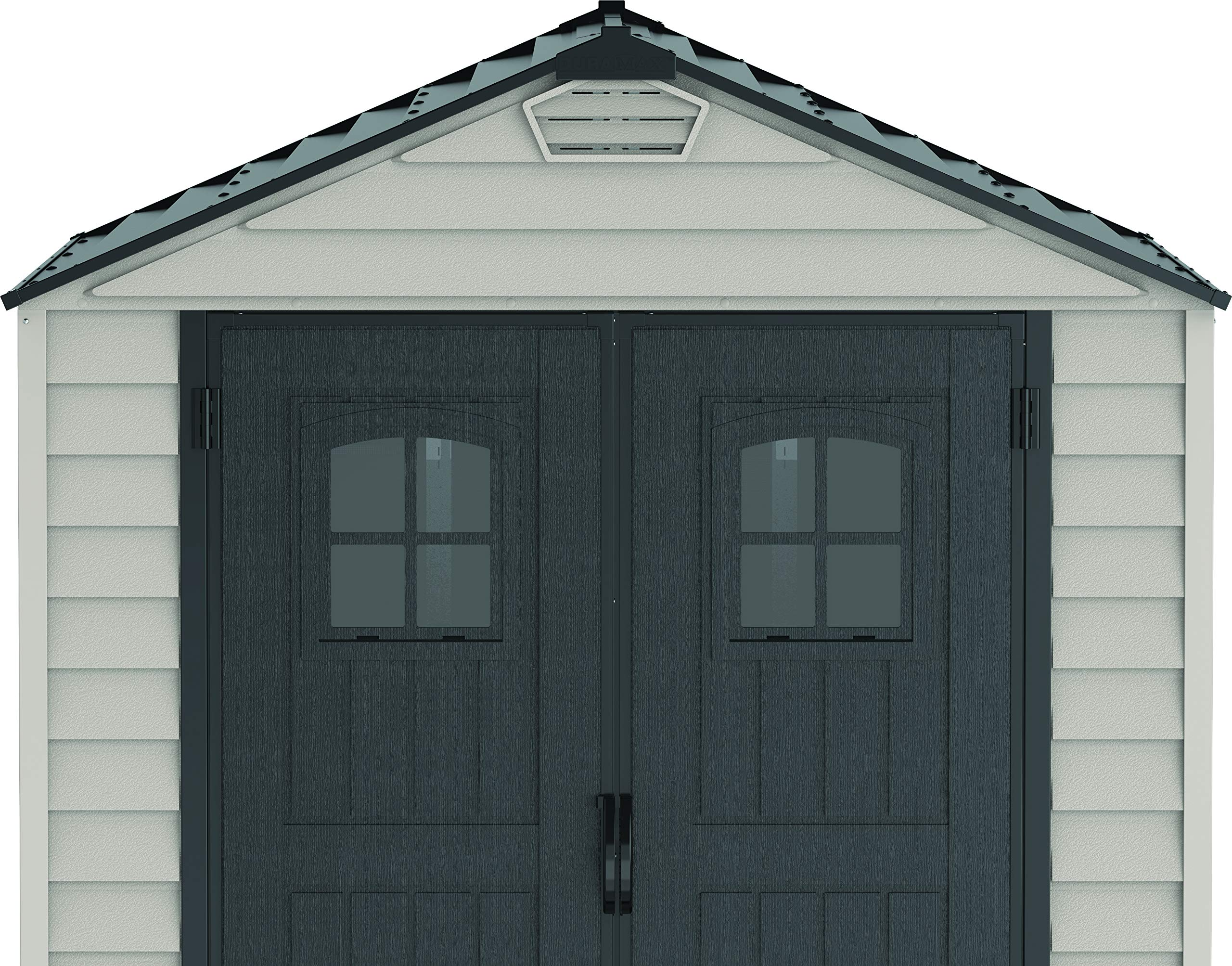 【Storage Shed】7x7 PLUS Plastic Garden Shed with Heavy-Duty Plastic Floor & Fixed Window on Doors