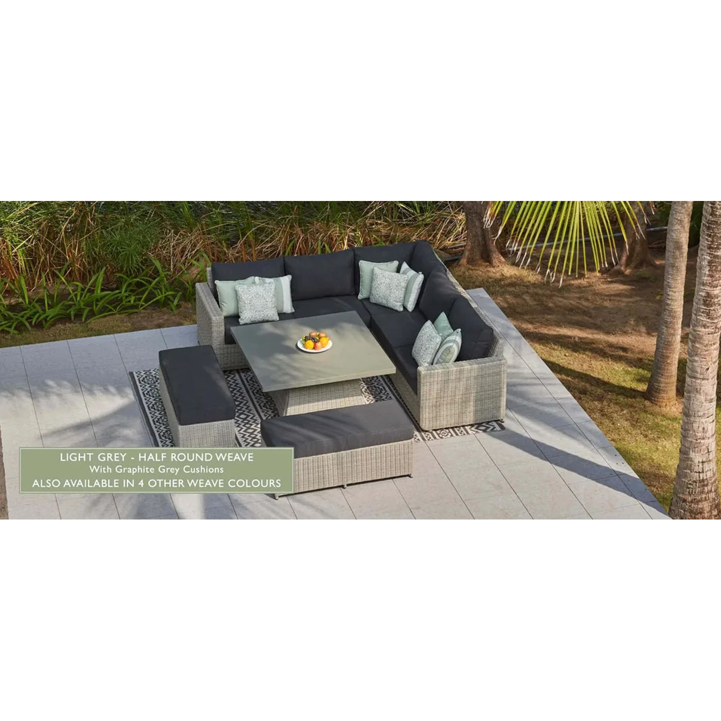 HALO 1M - CORNER SOFA AND CONCRETE COFFEE TABLE