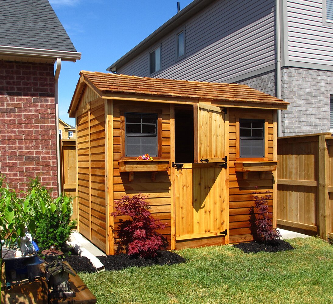 【Storage Shed】9x6 ft Cabana Cedar Wood Garden Shed