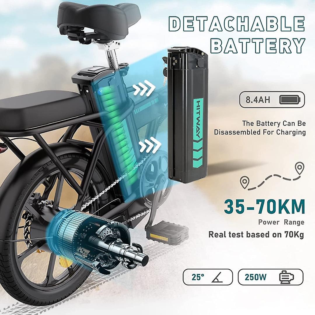HITWAY Electric Bicycle - Foldable E-bike - 16 Inch - 250W - 8.4Ah - for Adults