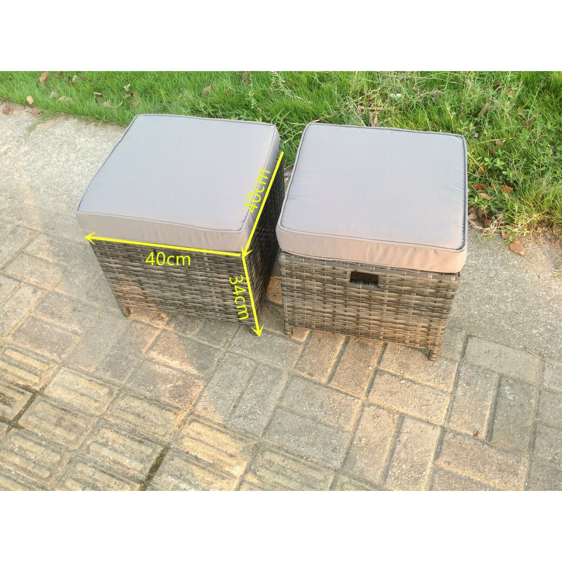 Wicker Rattan Garden Furniture Raised Table Setting Footrest Dark Grey Mix